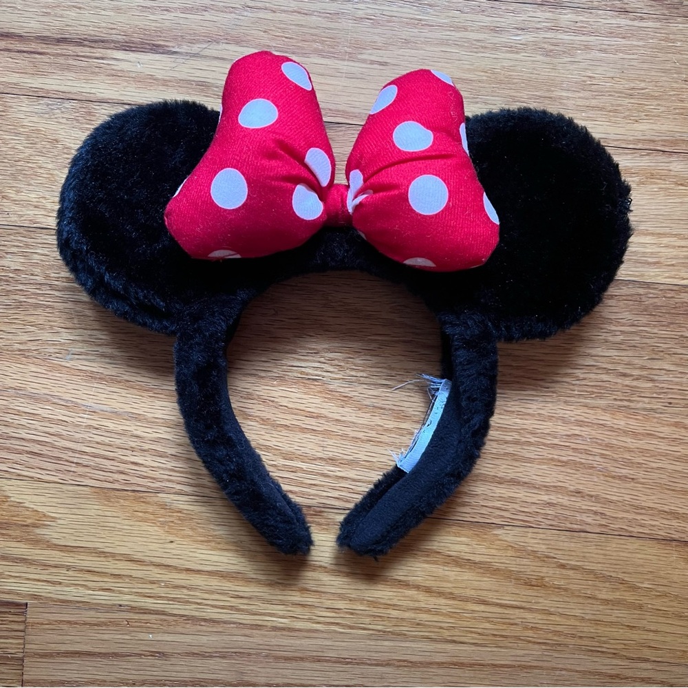 Disney Minnie Mouse Ears Headband with Polka Dot Red Bow